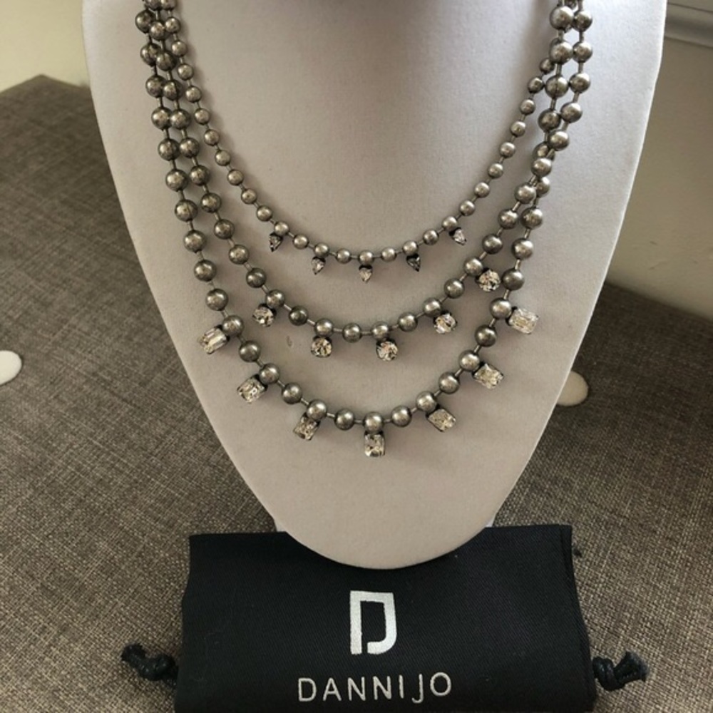 Dannijo Silver Chain and Crystal Necklace